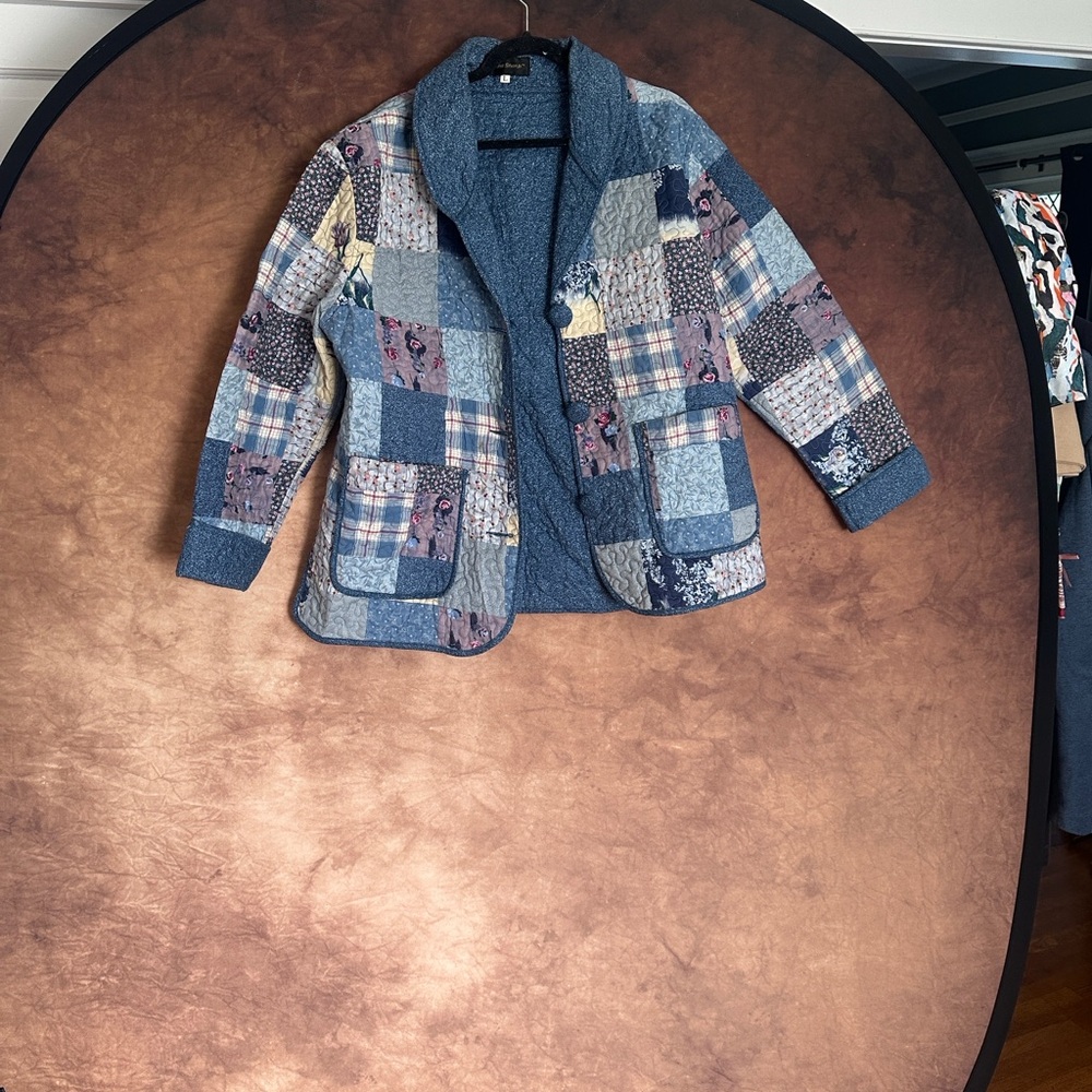 Donna Sharp Blue Patchwork Quilted Jacket - image 1